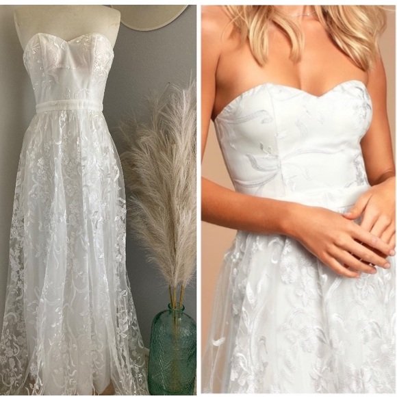 Lulus Andria White Embroidered Strapless Dress - Picture 3 of 10